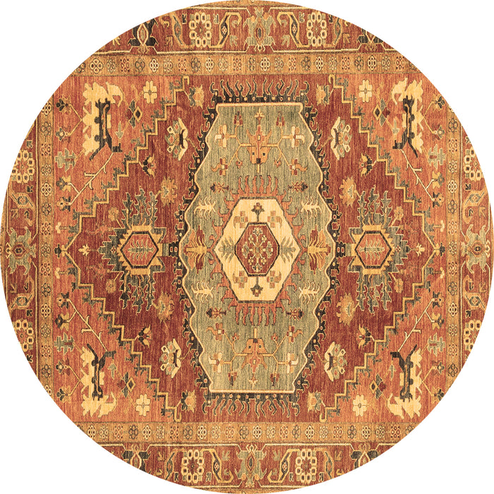 Round Persian Brown Traditional Rug, abs4007brn