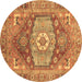 Round Persian Brown Traditional Rug, abs4007brn