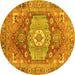 Round Persian Yellow Traditional Rug, abs4007yw