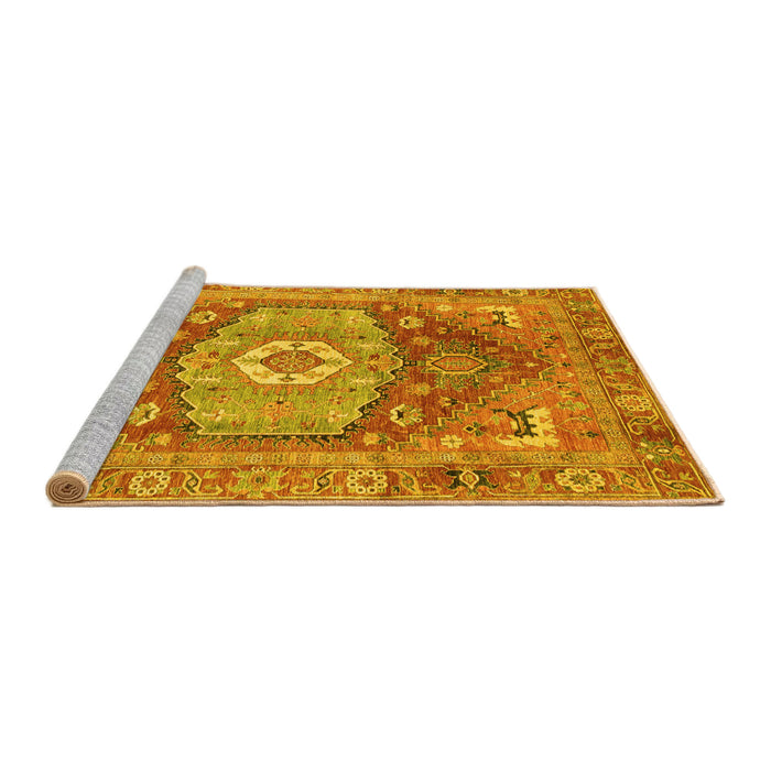 Sideview of Machine Washable Persian Yellow Traditional Rug, wshabs4007yw