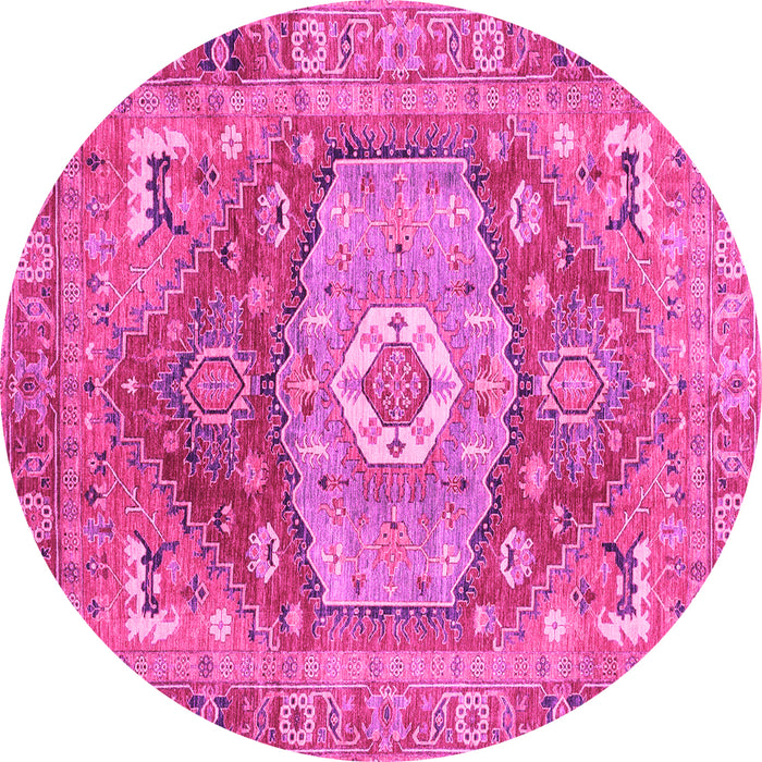 Round Machine Washable Persian Pink Traditional Rug, wshabs4007pnk
