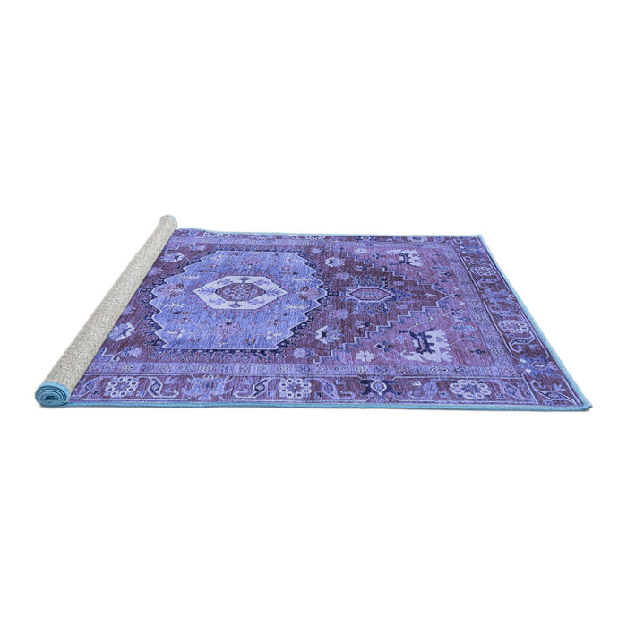 Sideview of Machine Washable Persian Blue Traditional Rug, wshabs4007blu