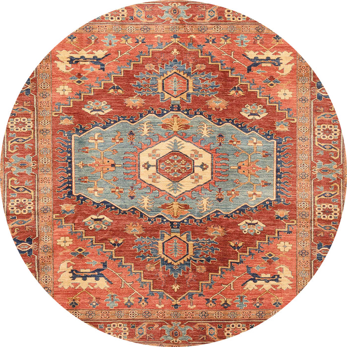 Round Machine Washable Abstract Red Rug, wshabs4007