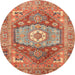 Round Machine Washable Abstract Red Rug, wshabs4007