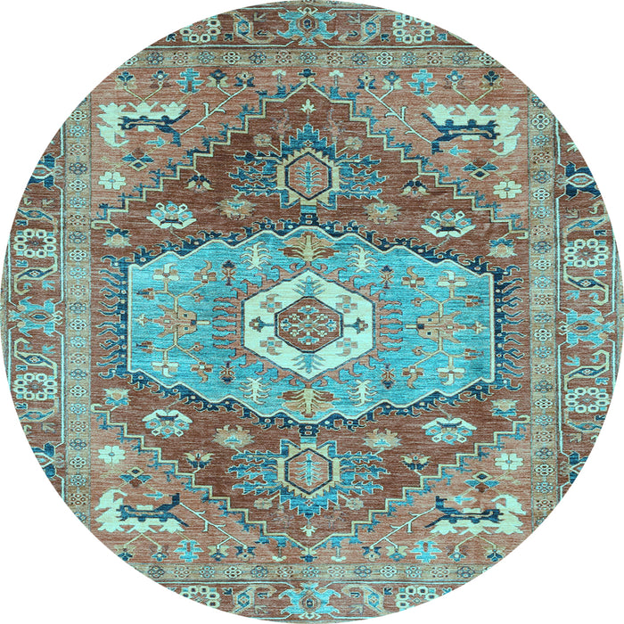 Round Persian Light Blue Traditional Rug, abs4007lblu