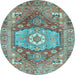 Round Persian Light Blue Traditional Rug, abs4007lblu