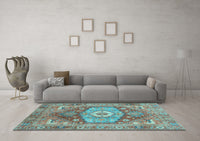 Machine Washable Persian Light Blue Traditional Rug, wshabs4007lblu