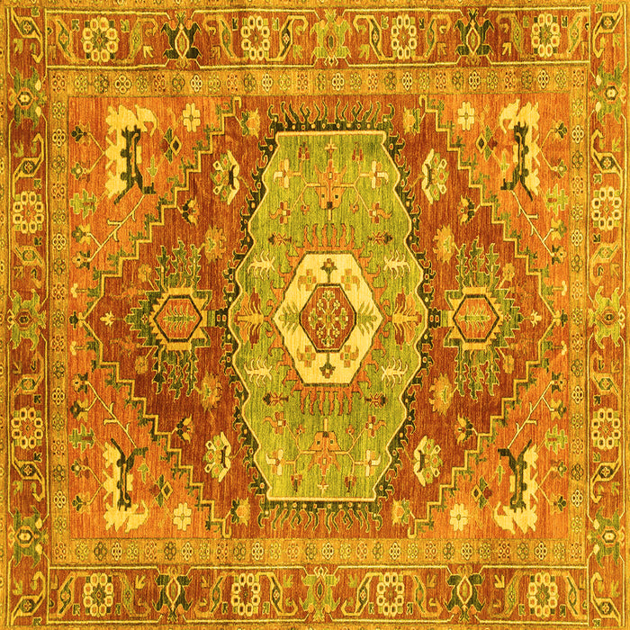 Square Machine Washable Persian Yellow Traditional Rug, wshabs4007yw