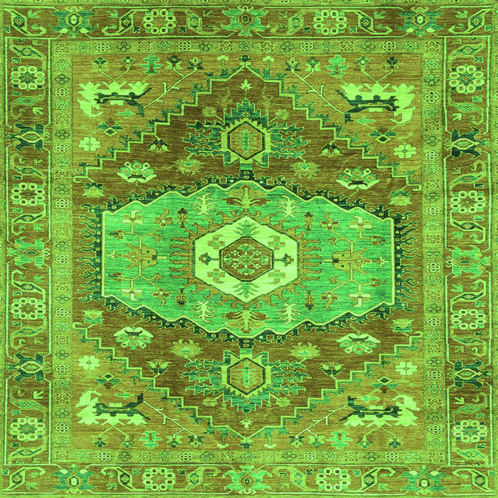 Square Machine Washable Persian Green Traditional Area Rugs, wshabs4007grn