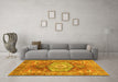 Machine Washable Persian Yellow Traditional Rug in a Living Room, wshabs4007yw