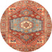 Round Abstract Red Persian Rug, abs4007