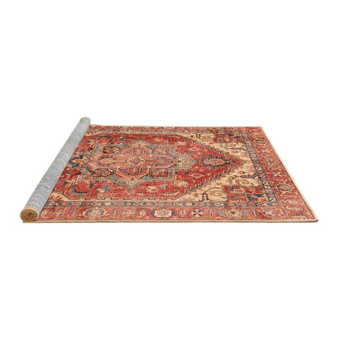 Sideview of Machine Washable Abstract Red Rug, wshabs4008
