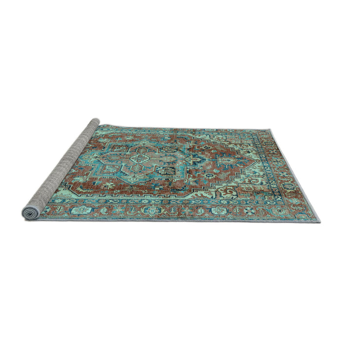 Sideview of Machine Washable Persian Light Blue Traditional Rug, wshabs4008lblu
