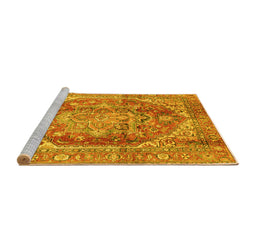 Sideview of Machine Washable Persian Yellow Traditional Rug, wshabs4008yw