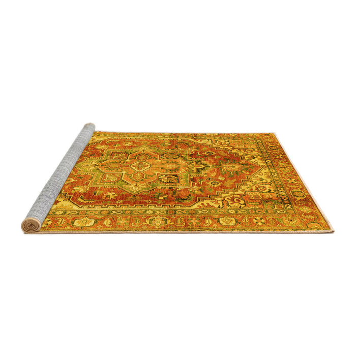 Sideview of Machine Washable Persian Yellow Traditional Rug, wshabs4008yw