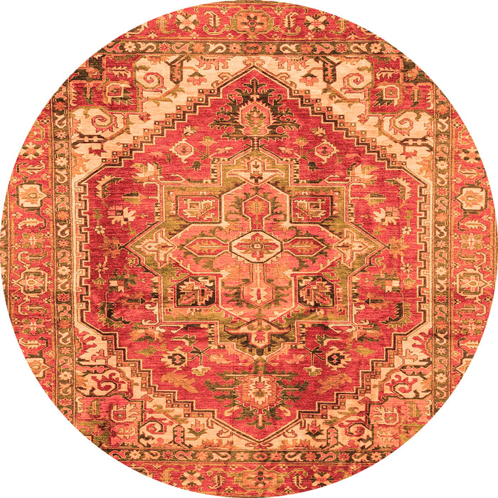 Round Machine Washable Persian Orange Traditional Area Rugs, wshabs4008org