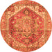 Round Machine Washable Persian Orange Traditional Area Rugs, wshabs4008org