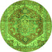 Round Machine Washable Persian Green Traditional Area Rugs, wshabs4008grn