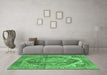 Machine Washable Persian Emerald Green Traditional Area Rugs in a Living Room,, wshabs4008emgrn