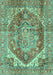 Machine Washable Persian Turquoise Traditional Area Rugs, wshabs4008turq