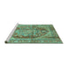 Sideview of Machine Washable Persian Turquoise Traditional Area Rugs, wshabs4008turq