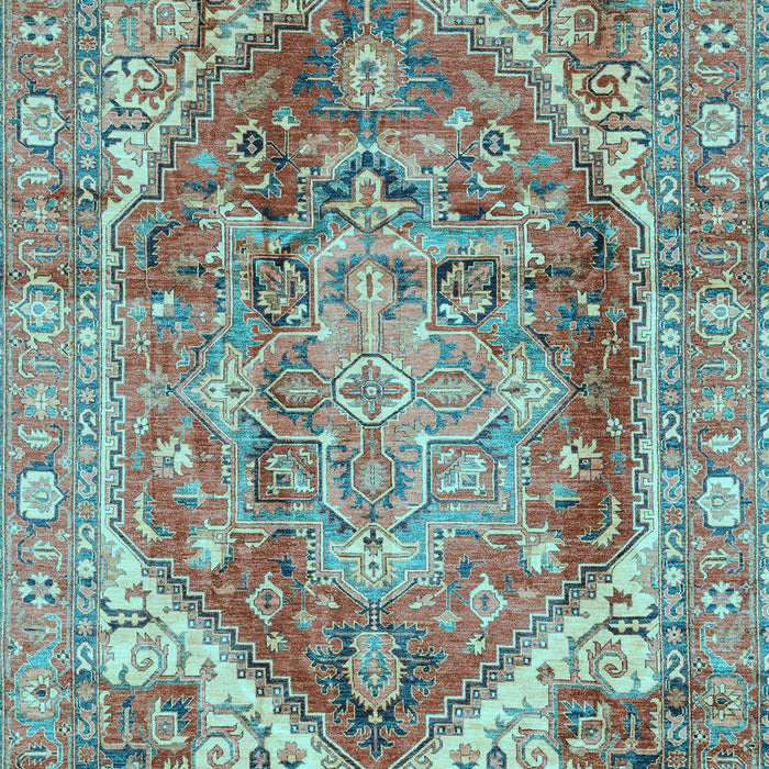 Machine Washable Persian Light Blue Traditional Rug, wshabs4008lblu