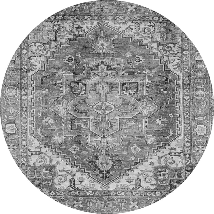 Round Machine Washable Persian Gray Traditional Rug, wshabs4008gry