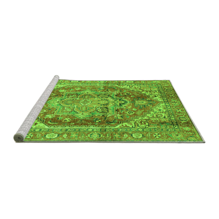 Sideview of Machine Washable Persian Green Traditional Area Rugs, wshabs4008grn