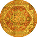 Round Persian Yellow Traditional Rug, abs4008yw