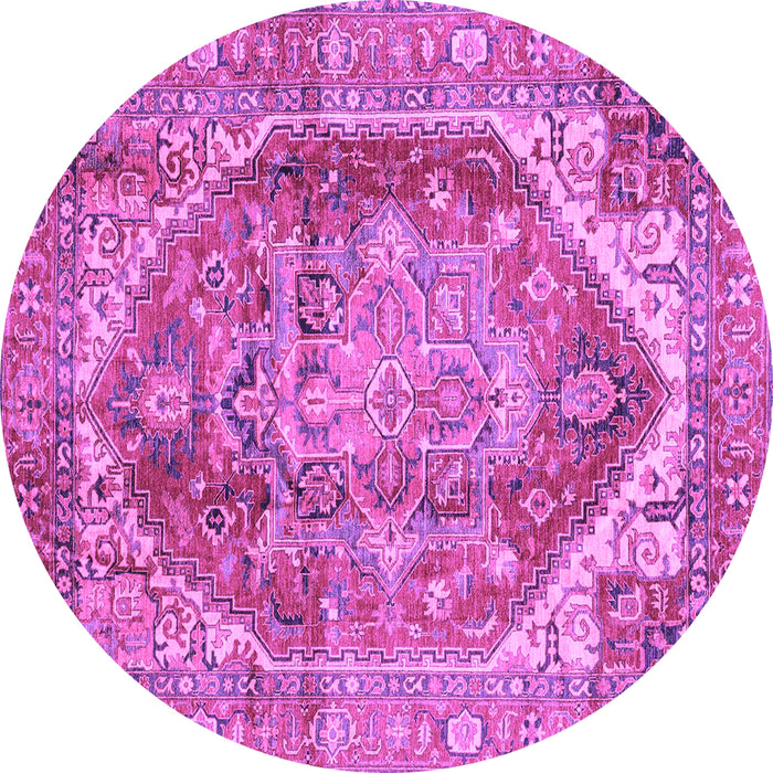 Round Machine Washable Persian Purple Traditional Area Rugs, wshabs4008pur