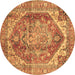 Round Persian Brown Traditional Rug, abs4008brn