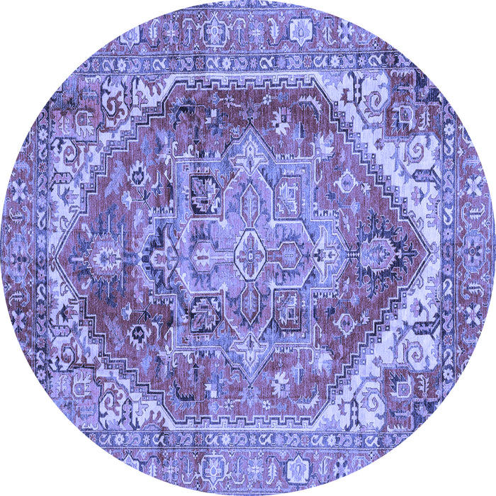 Round Machine Washable Persian Blue Traditional Rug, wshabs4008blu