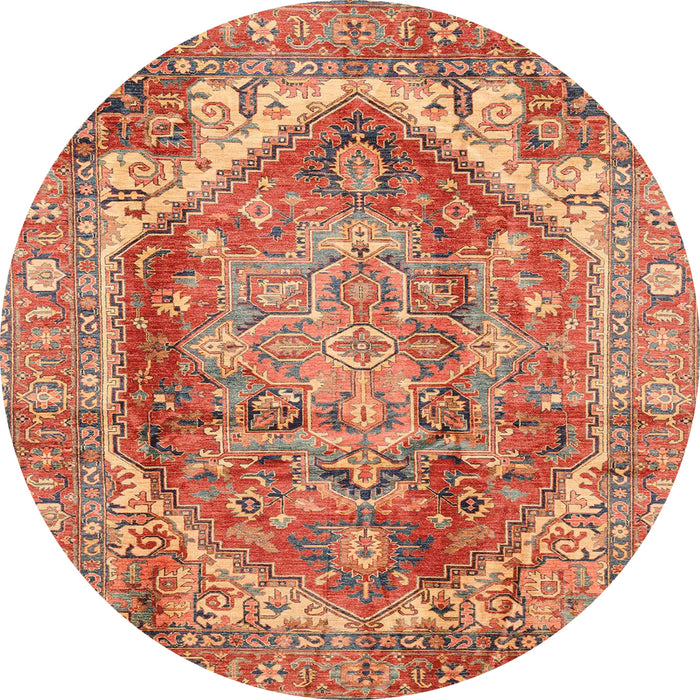 Round Abstract Red Persian Rug, abs4008