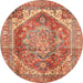 Round Abstract Red Persian Rug, abs4008