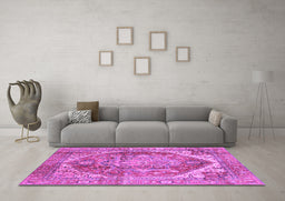 Machine Washable Persian Purple Traditional Area Rugs in a Living Room, wshabs4008pur