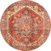 Round Machine Washable Abstract Red Rug, wshabs4008