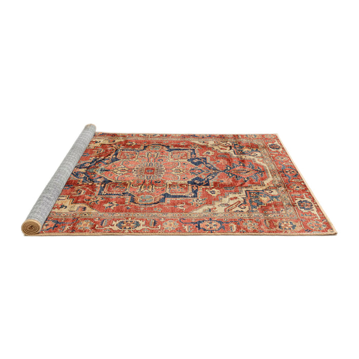 Sideview of Machine Washable Abstract Red Rug, wshabs4009