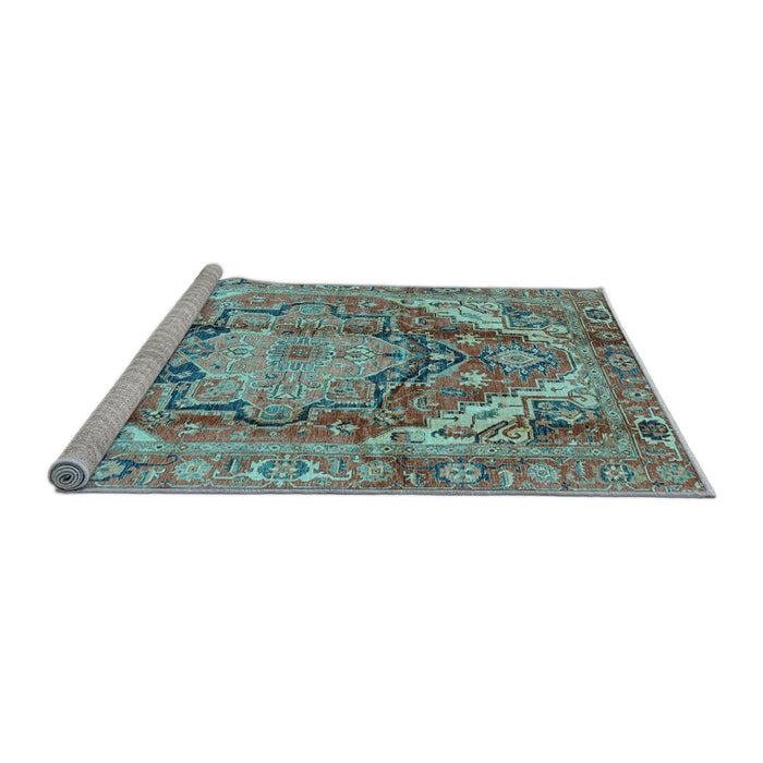 Sideview of Machine Washable Persian Light Blue Traditional Rug, wshabs4009lblu