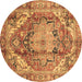 Round Persian Brown Traditional Rug, abs4009brn