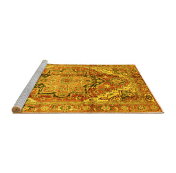 Sideview of Machine Washable Persian Yellow Traditional Rug, wshabs4009yw