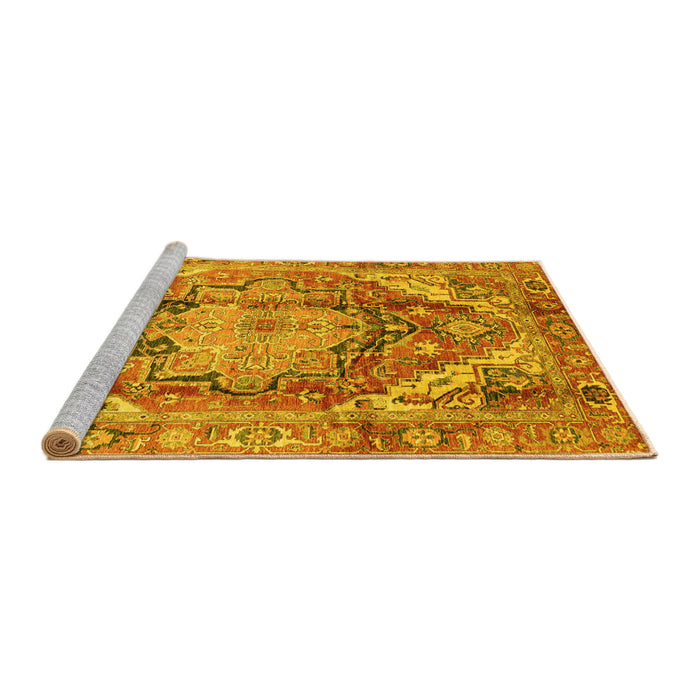 Sideview of Machine Washable Persian Yellow Traditional Rug, wshabs4009yw