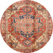 Round Abstract Red Persian Rug, abs4009