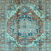 Square Machine Washable Persian Light Blue Traditional Rug, wshabs4009lblu