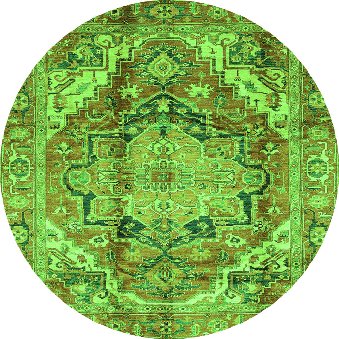 Round Machine Washable Persian Green Traditional Area Rugs, wshabs4009grn