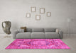 Machine Washable Persian Pink Traditional Rug in a Living Room, wshabs4009pnk