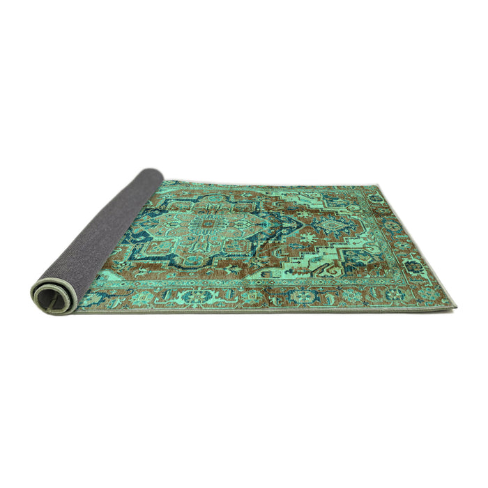 Sideview of Persian Turquoise Traditional Rug, abs4009turq