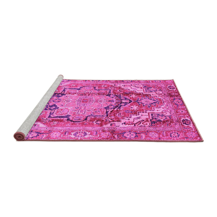 Sideview of Machine Washable Persian Pink Traditional Rug, wshabs4009pnk