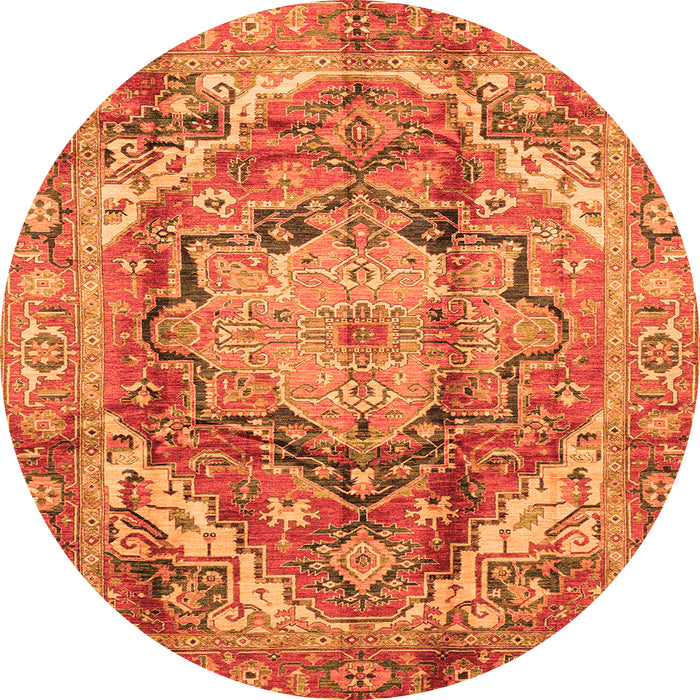 Round Machine Washable Persian Orange Traditional Area Rugs, wshabs4009org