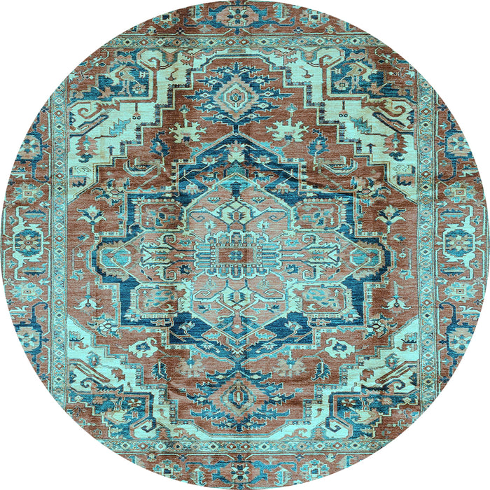 Round Persian Light Blue Traditional Rug, abs4009lblu
