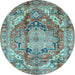 Round Persian Light Blue Traditional Rug, abs4009lblu